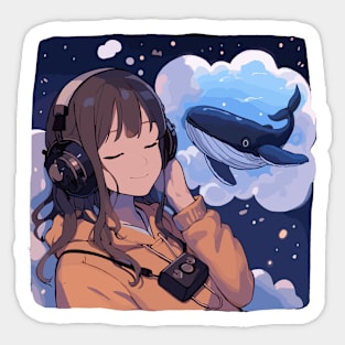 Listen music on headphones and dream Sticker